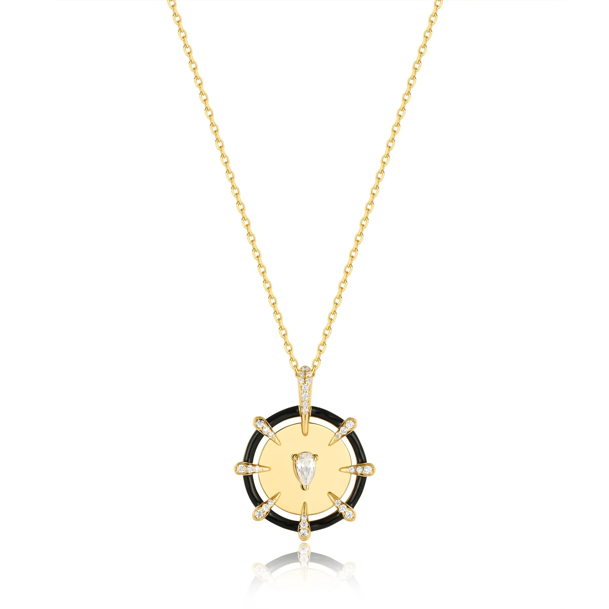 Gold Sparkle Point Medallion Necklace