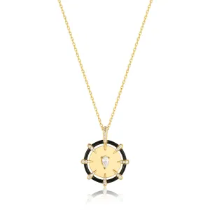 Gold Sparkle Point Medallion Necklace