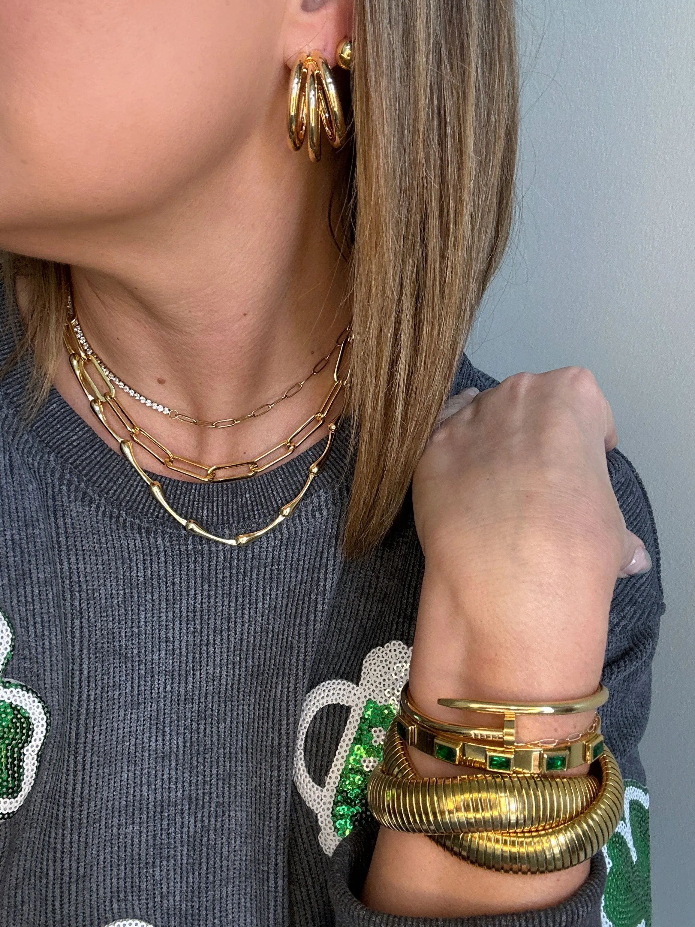 Gold Tri Hoops