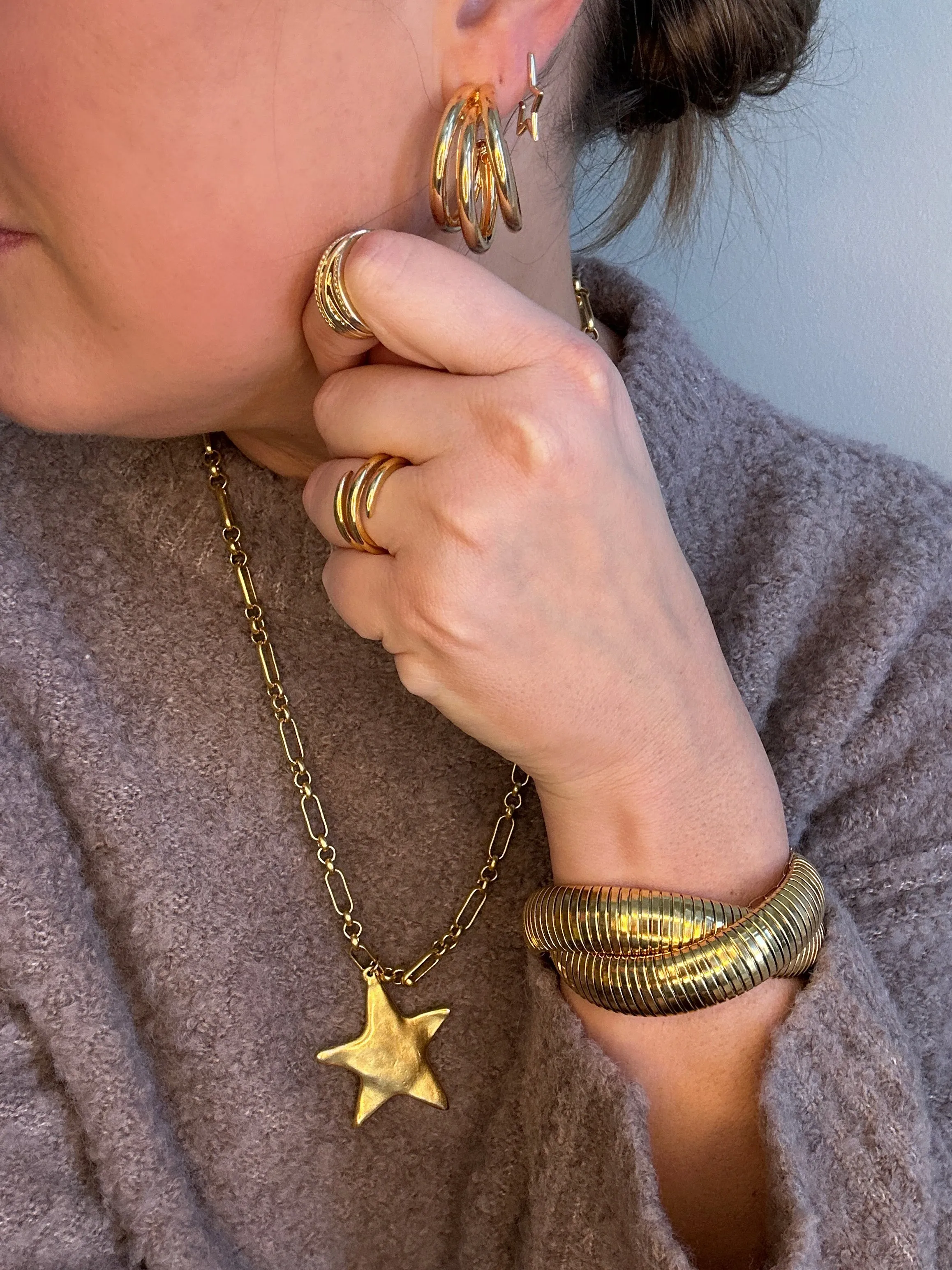 Gold Tri Hoops