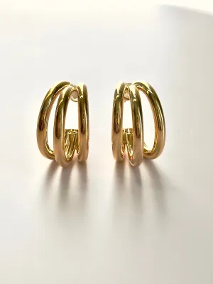 Gold Tri Hoops