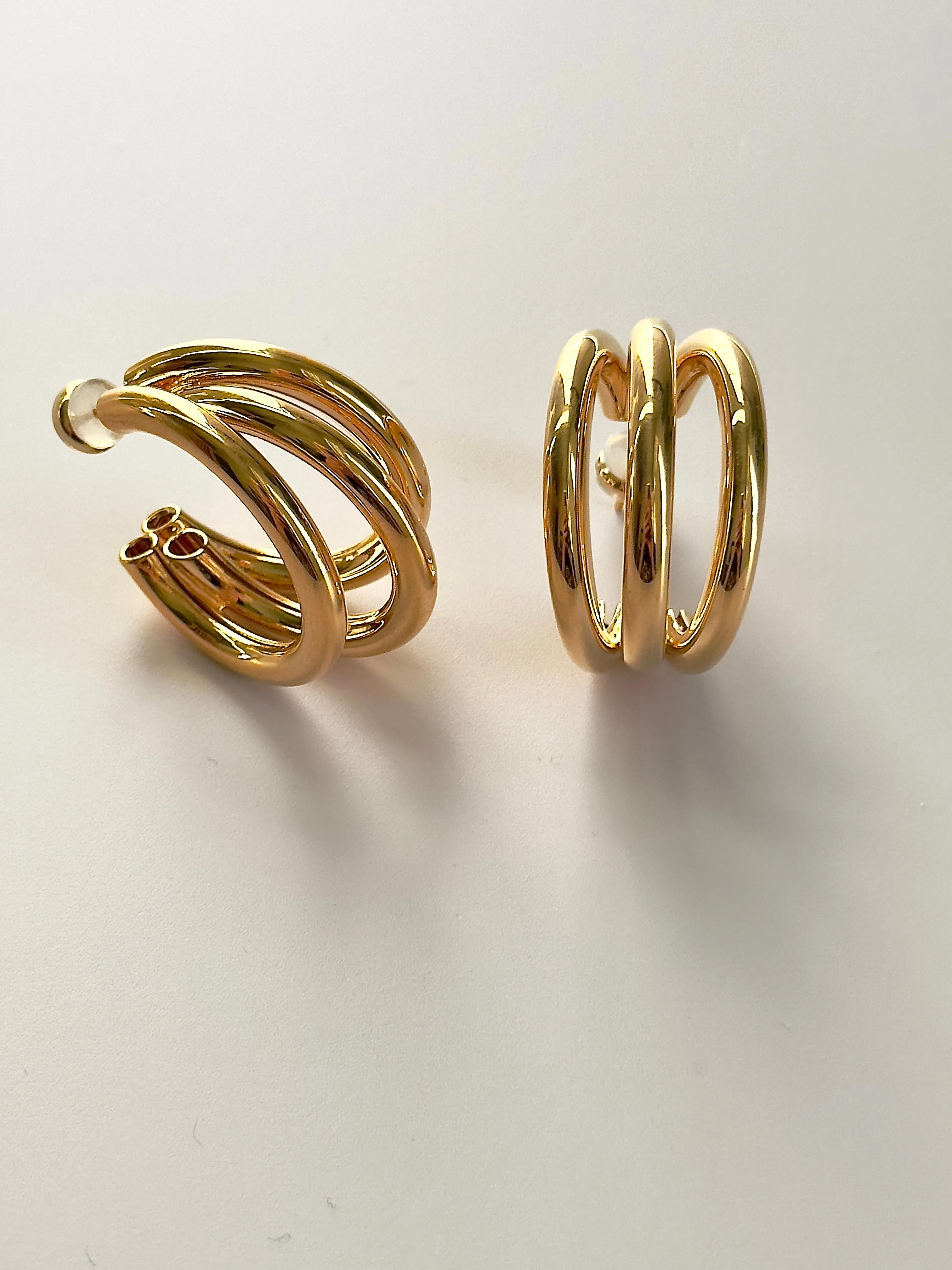 Gold Tri Hoops