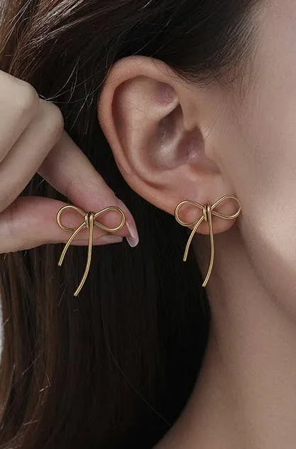 Gold Wire Bow Earrings