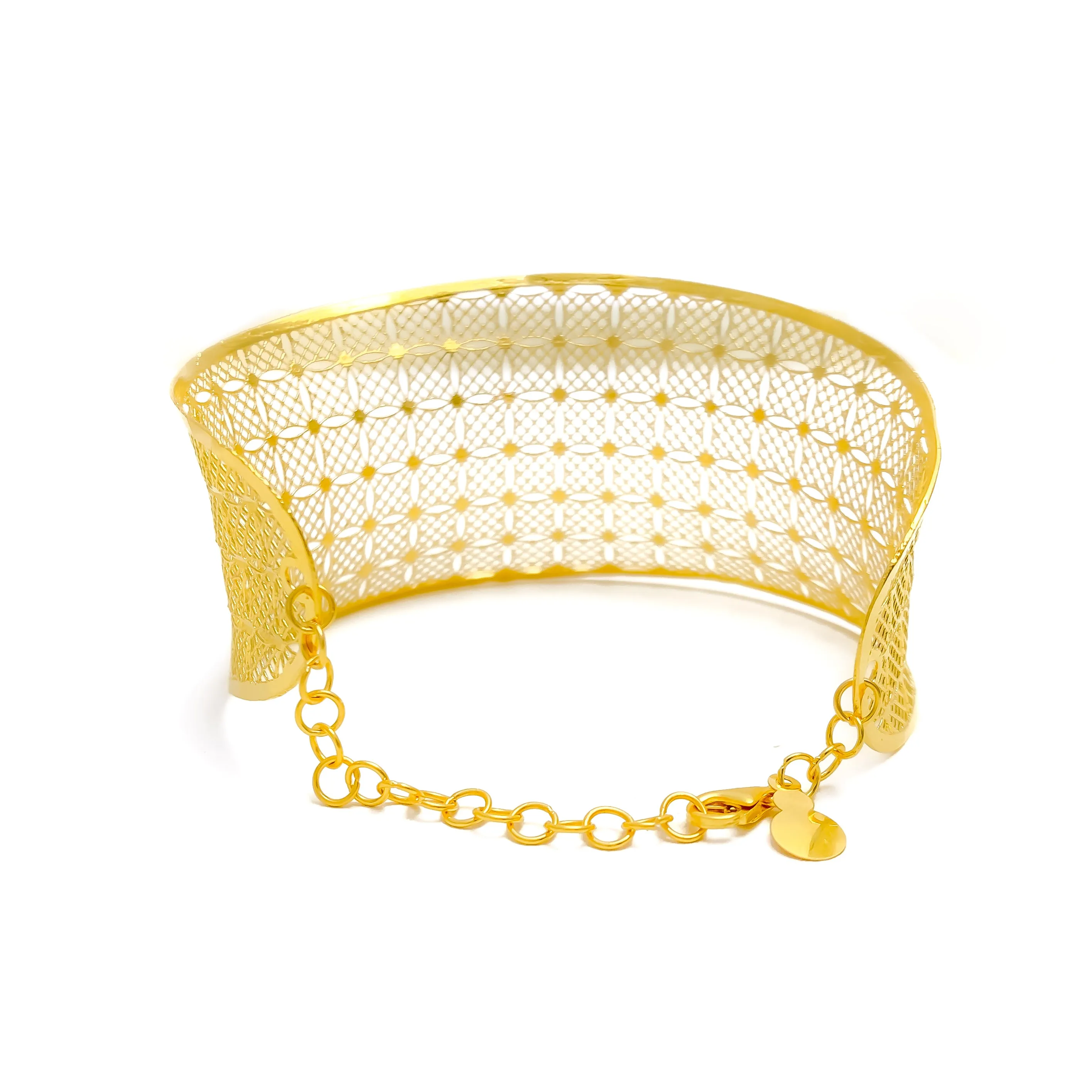 Graceful Contemporary Net 21K Gold Bangle Bracelet