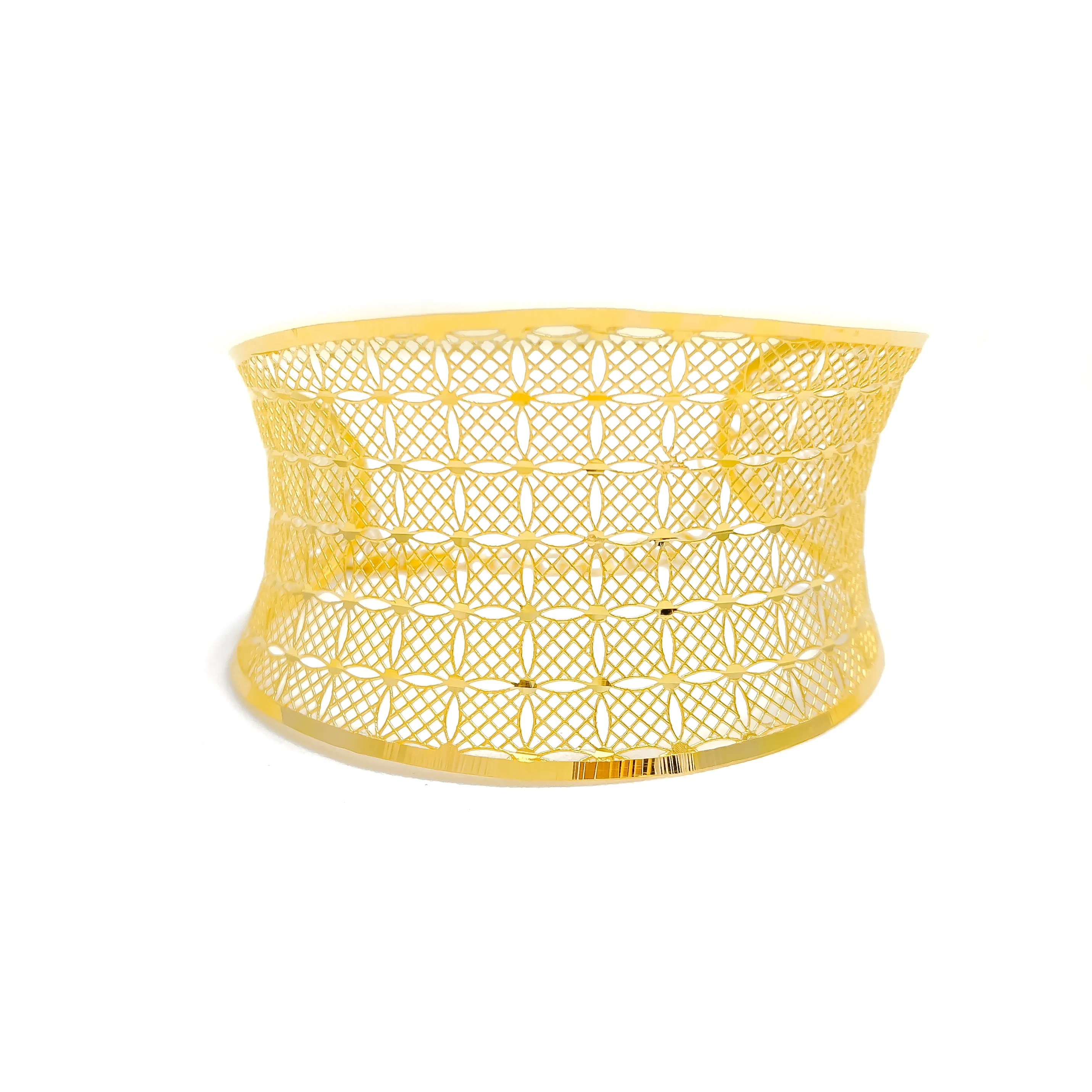 Graceful Contemporary Net 21K Gold Bangle Bracelet