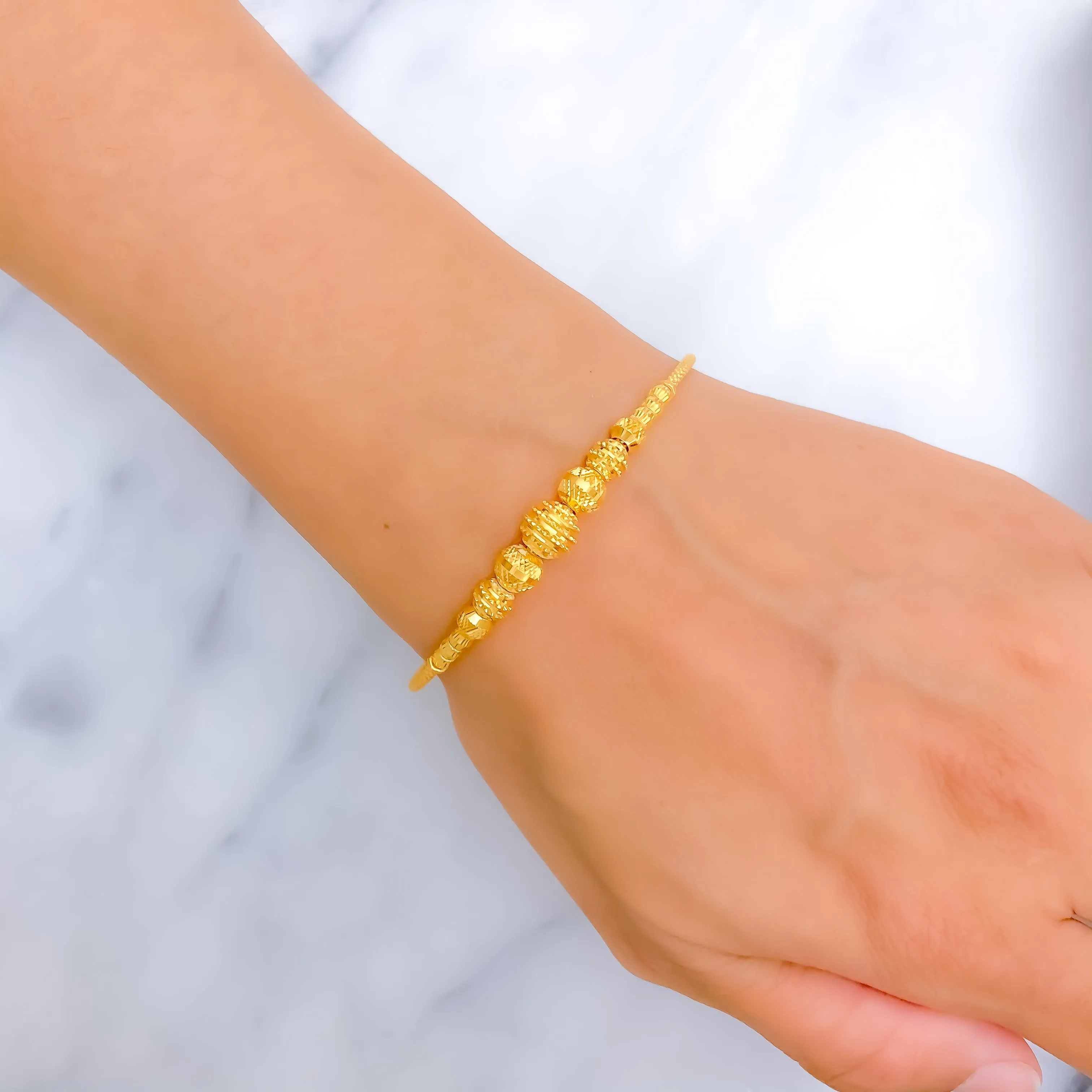 Graceful Striped 22k Gold Bangle Bracelet