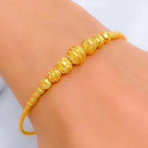 Graceful Striped 22k Gold Bangle Bracelet