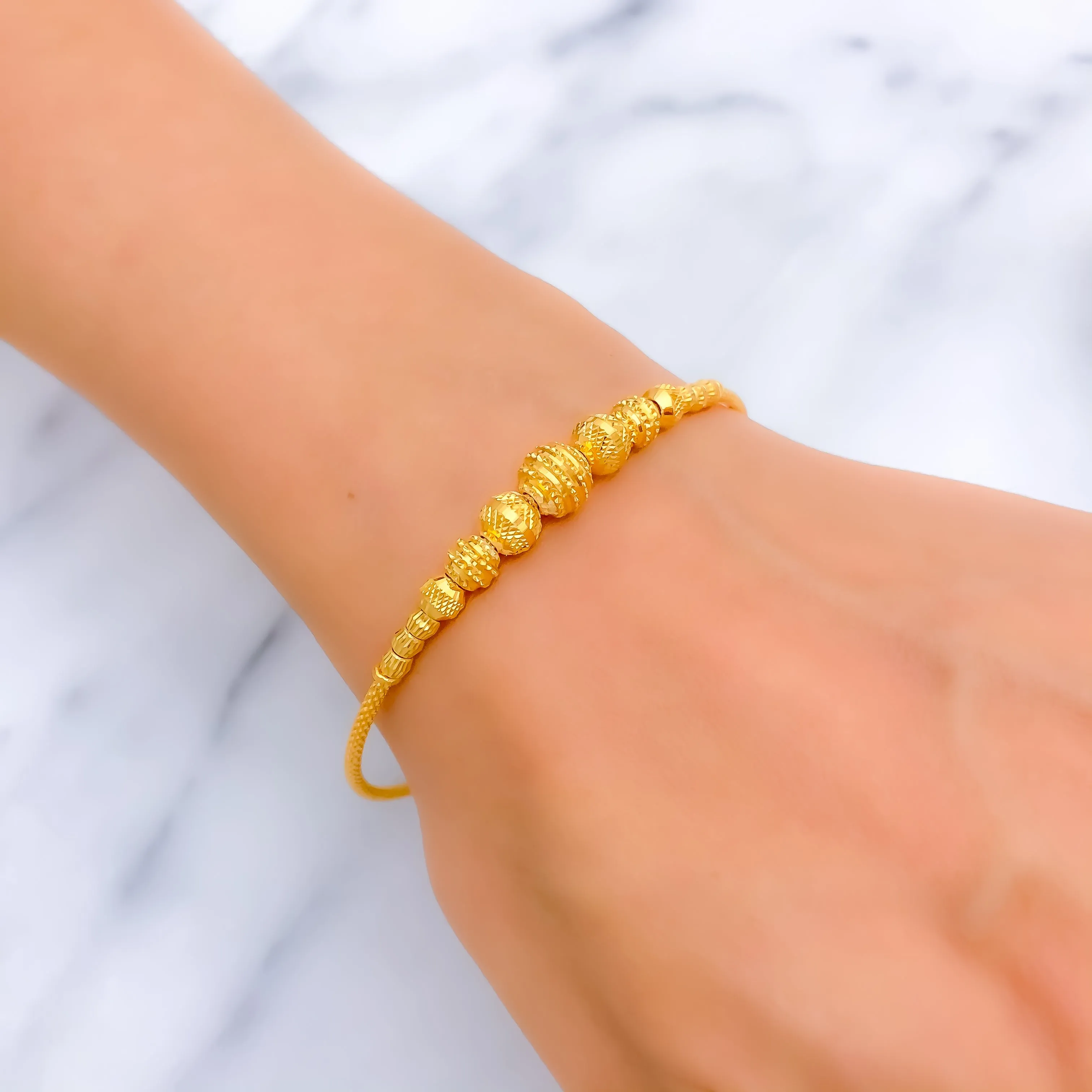 Graceful Striped 22k Gold Bangle Bracelet