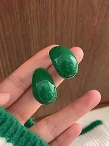 Green Minimalist Hoop Earrings