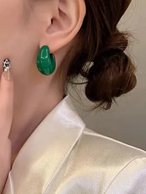 Green Minimalist Hoop Earrings