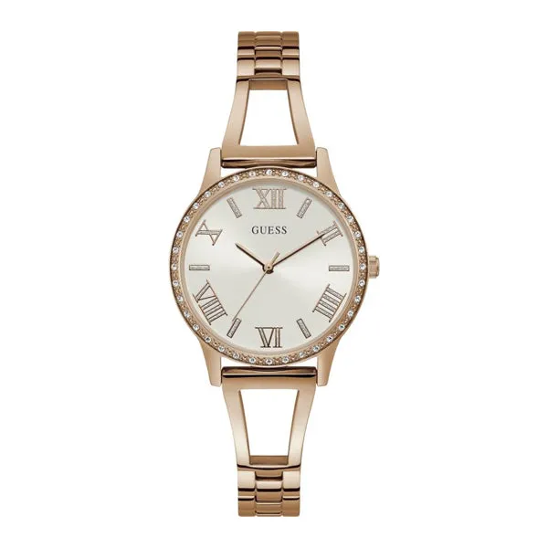 Guess Lucy Rose Gold Stainless Steel Silver Dial Quartz Watch for Ladies - W1208L3