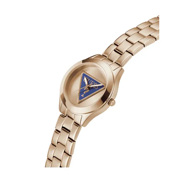 Guess Tri Plaque Rose Gold Stainless Steel Rose Gold Dial Quartz Watch for Ladies - GW0675L3