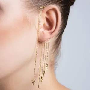 Handmade Minimalist Spikes Ear Cuffs & Wraps Threader Earrings with CZ Crystals