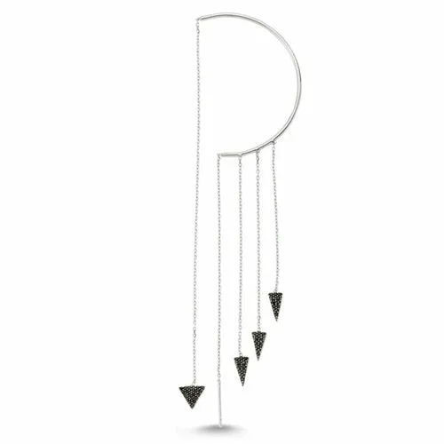 Handmade Minimalist Spikes Ear Cuffs & Wraps Threader Earrings with CZ Crystals