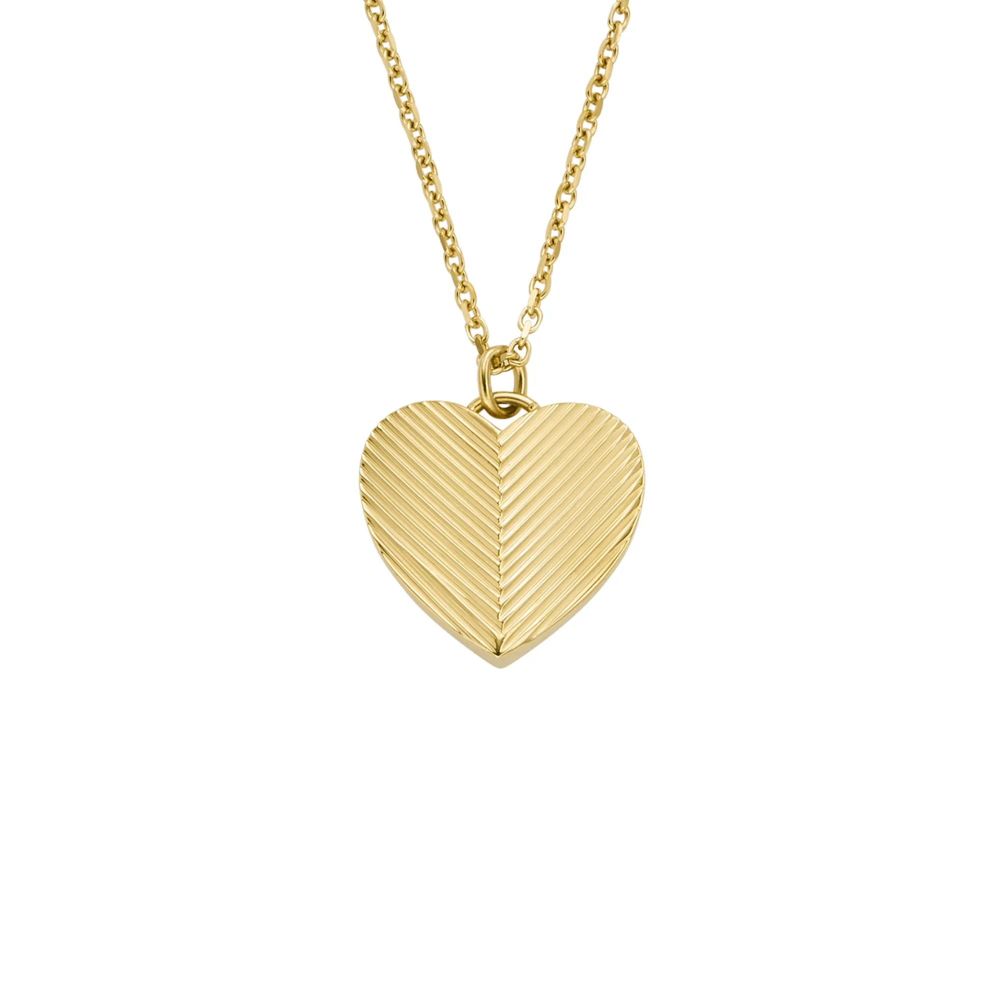 Harlow Linear Texture Heart Gold-Tone Stainless Steel Pendant Necklace