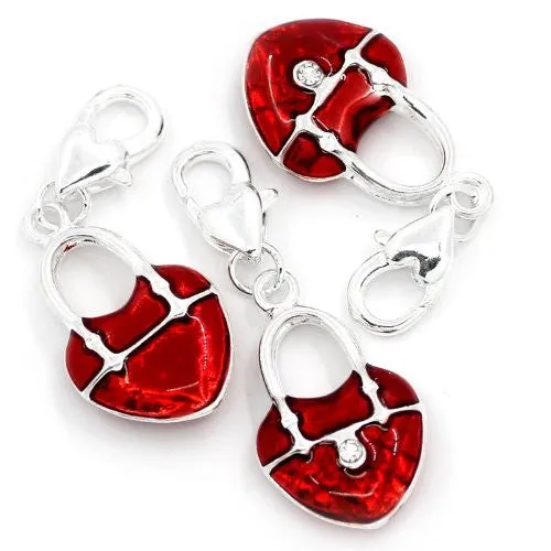 Heart Lock Clip on Charm for European Charm Jewelry with Lobster Clasp