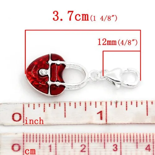 Heart Lock Clip on Charm for European Charm Jewelry with Lobster Clasp