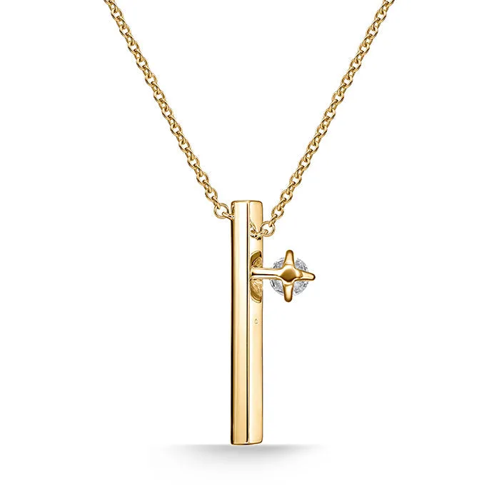 Hearts On Fire Barre 18k Yellow Gold Floating Single Diamond Pave Pendant Necklace