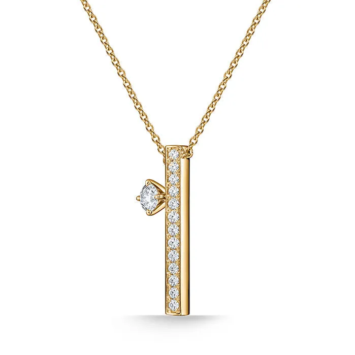 Hearts On Fire Barre 18k Yellow Gold Floating Single Diamond Pave Pendant Necklace