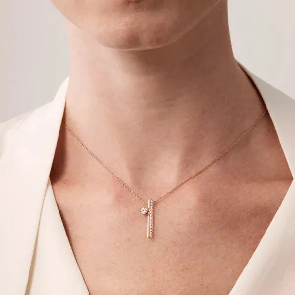 Hearts On Fire Barre 18k Yellow Gold Floating Single Diamond Pave Pendant Necklace