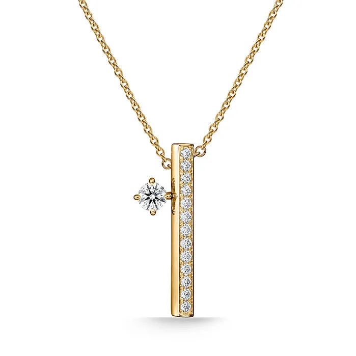 Hearts On Fire Barre 18k Yellow Gold Floating Single Diamond Pave Pendant Necklace