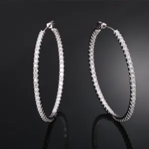 Hoop Inside Out Moissanite Earrings Sterling Silver
