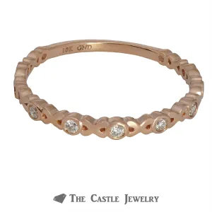 Hugs and Kisses (X&O) Stackable Band Bezel Set Diamond "O"s in 10K