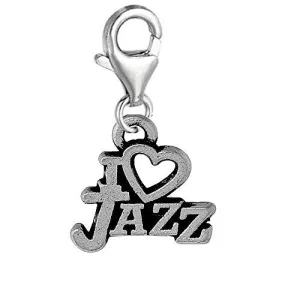 I Love Jazz Clip on Pendant Charm for Bracelet or Necklace
