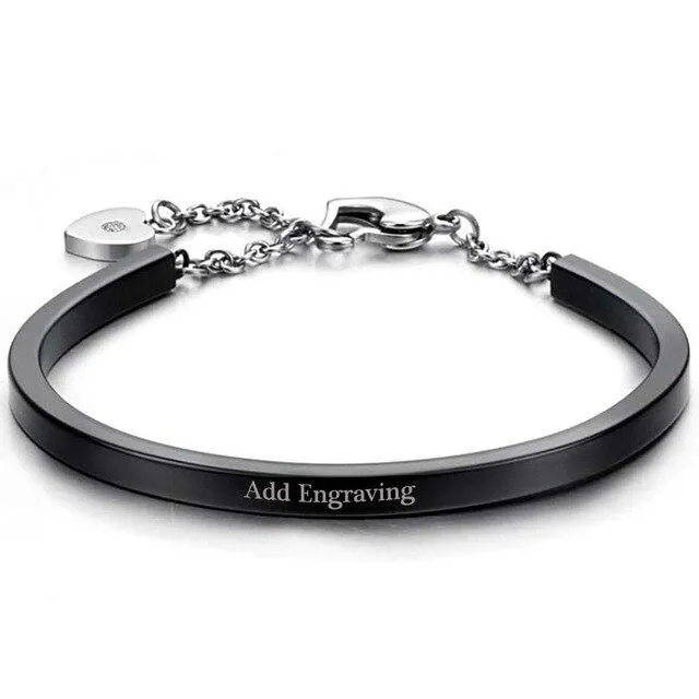 ID Bangles Personalised Gifts For Women Commemorate Engrave Name Stainless Steel Bracelets & Bangles