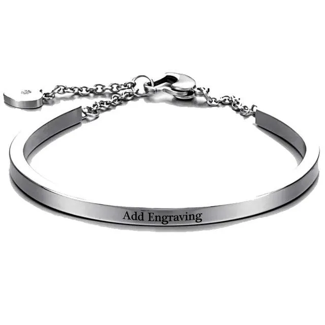 ID Bangles Personalised Gifts For Women Commemorate Engrave Name Stainless Steel Bracelets & Bangles