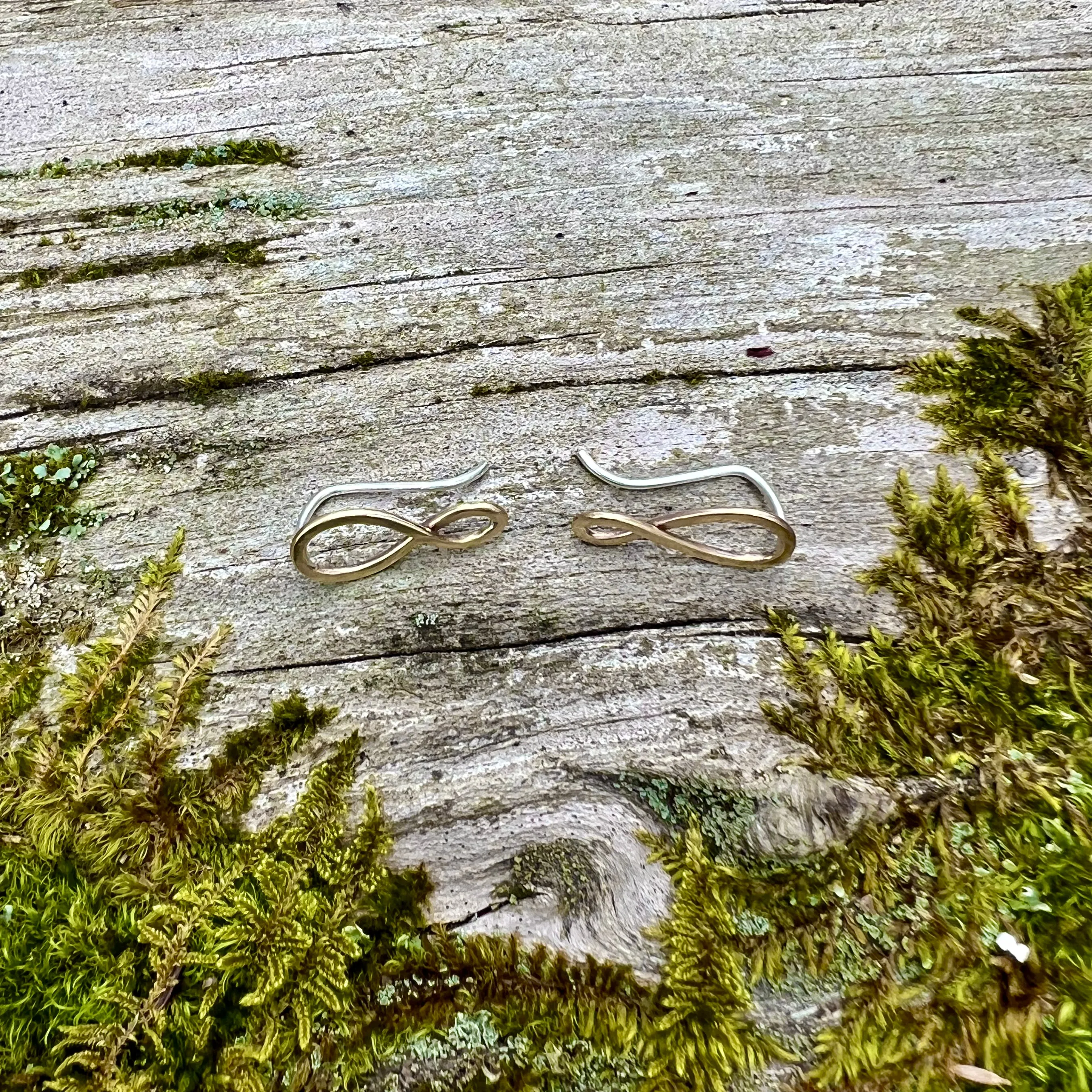 Infinite Nature Ear Climbers, Sterling Silver & Brass