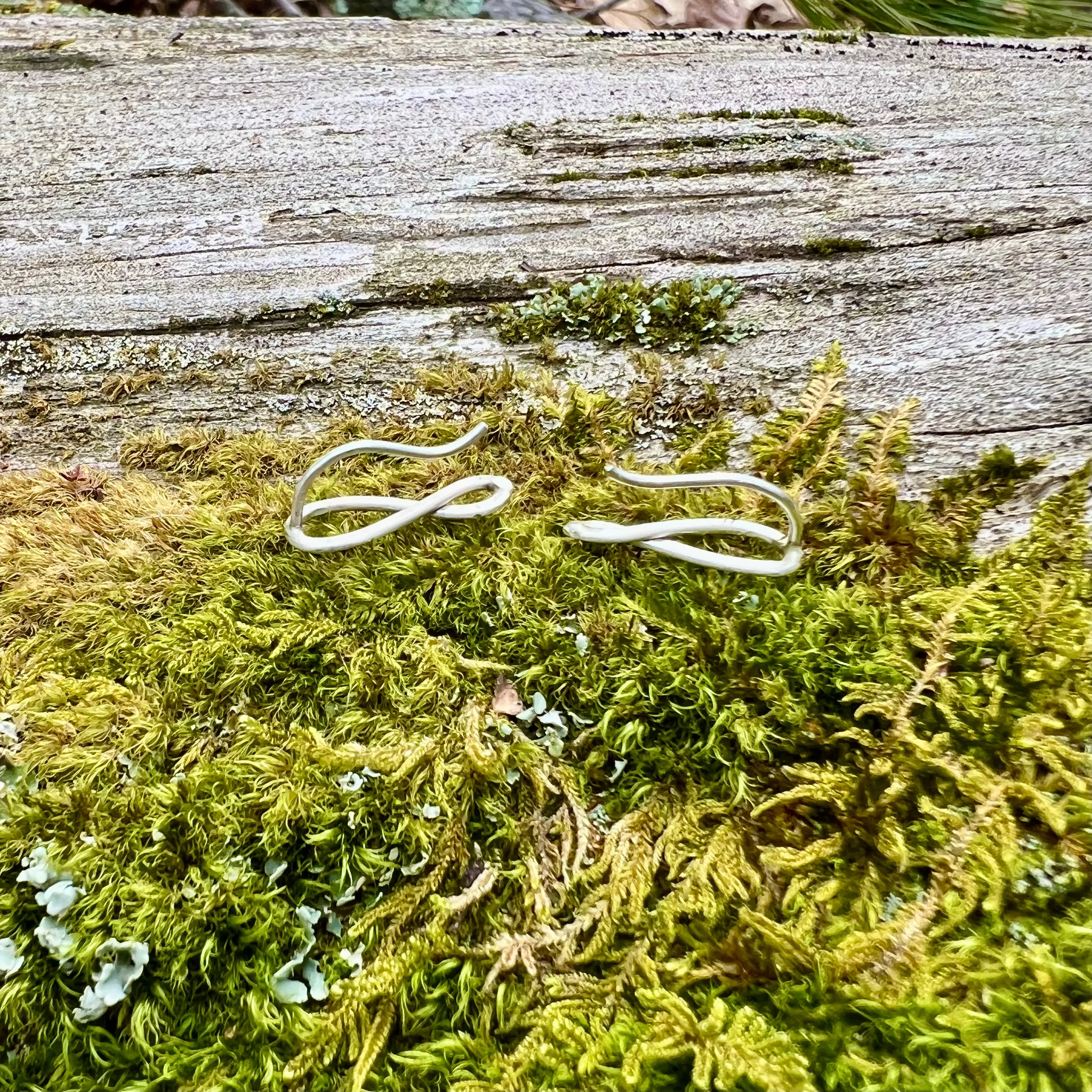 Infinite Nature Ear Climbers, Sterling Silver & Brass