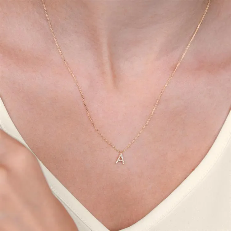 Initial Gold Futuristic in Chain ctw 14K Birthday discount 1/20 Diamond Cut 'A' Round Pendant Yellow With