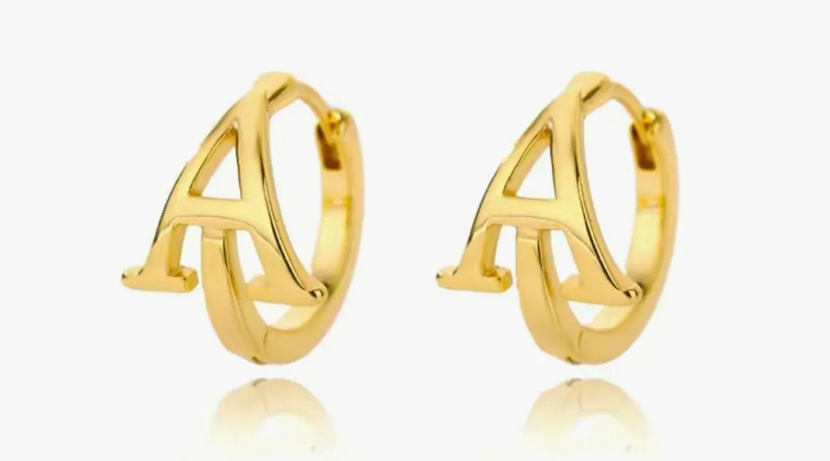 Initial Huggie Hoop Earrings