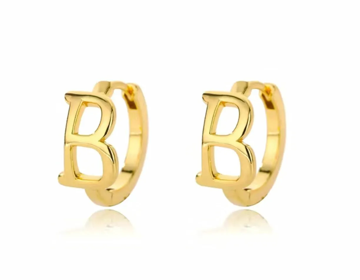 Initial Huggie Hoop Earrings