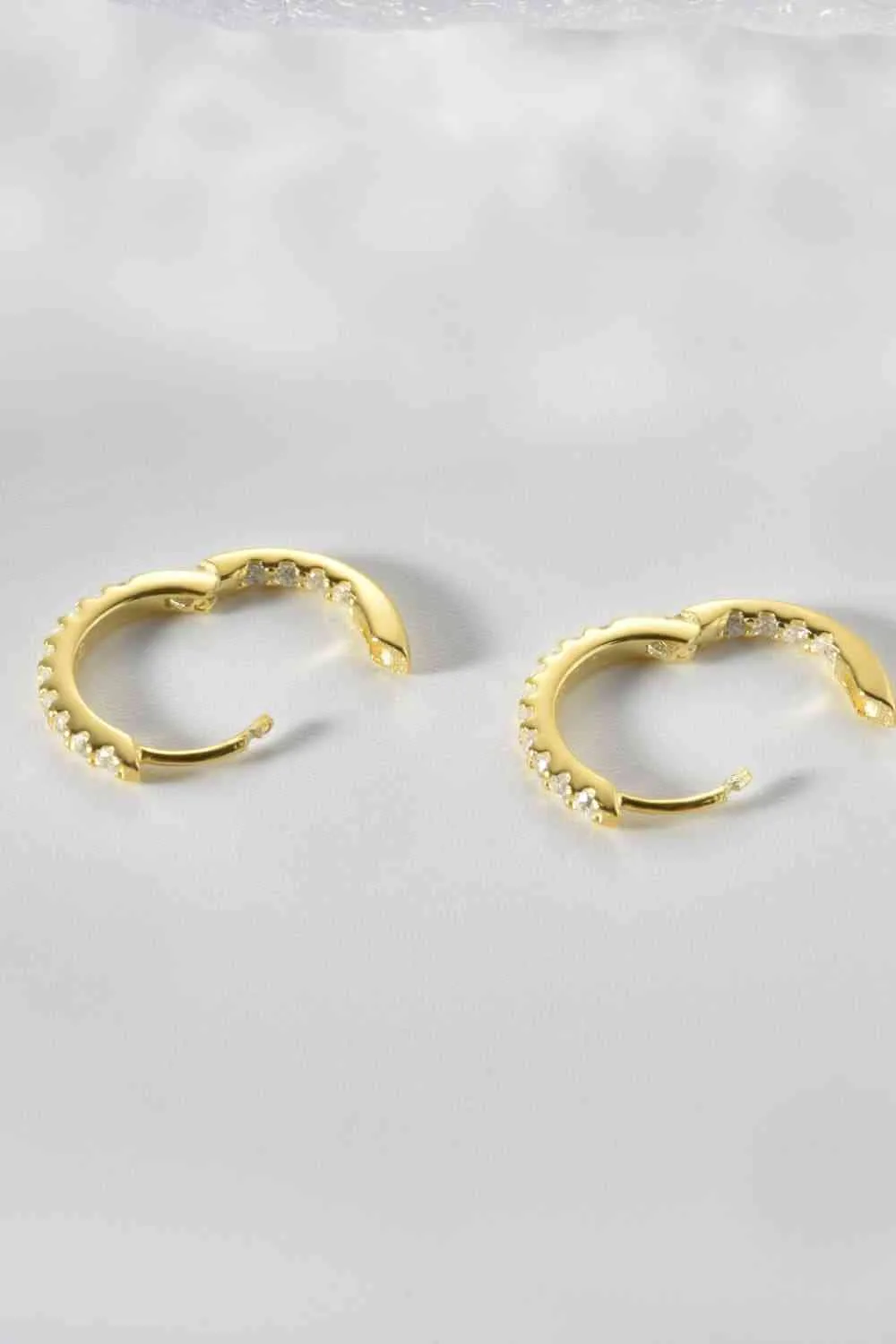 Inlaid Zircon 925 Sterling Silver Huggie Earrings