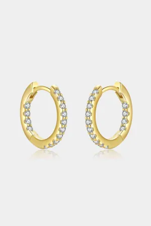 Inlaid Zircon 925 Sterling Silver Huggie Earrings