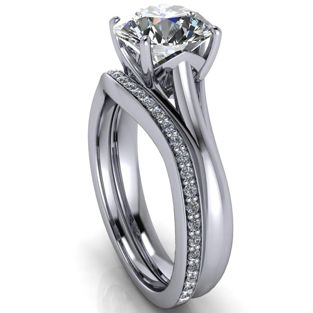 Insignia Round Center Stone 4 Prong Split Shank Engagement Ring