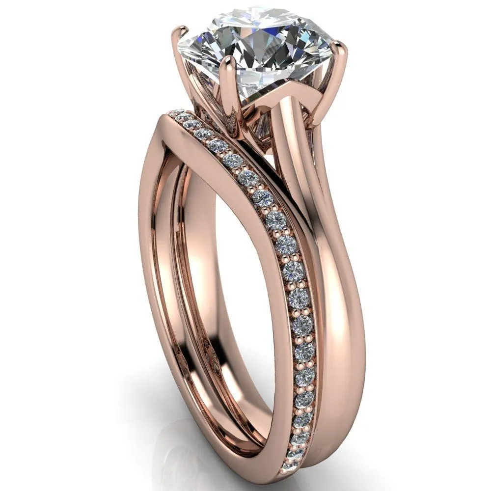 Insignia Round Center Stone 4 Prong Split Shank Engagement Ring