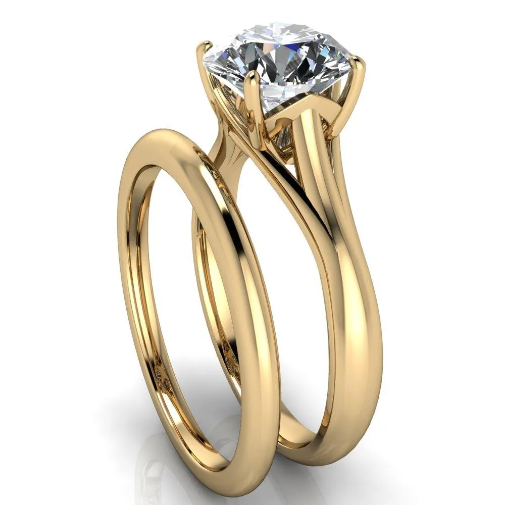 Insignia Round Center Stone 4 Prong Split Shank Engagement Ring