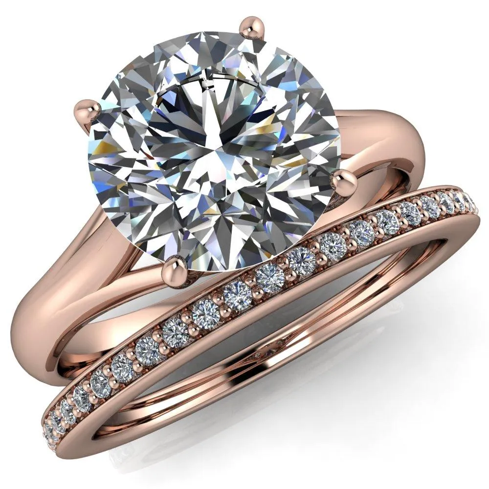 Insignia Round Center Stone 4 Prong Split Shank Engagement Ring