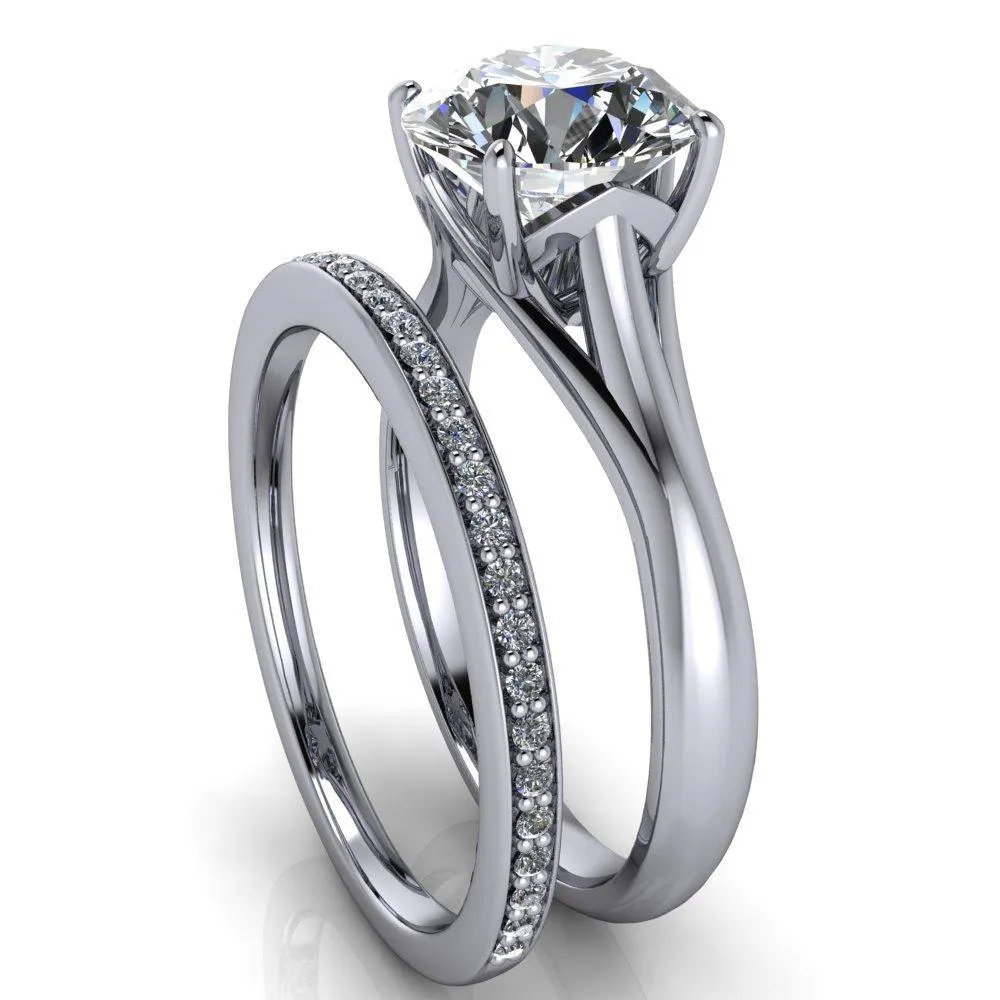 Insignia Round Center Stone 4 Prong Split Shank Engagement Ring