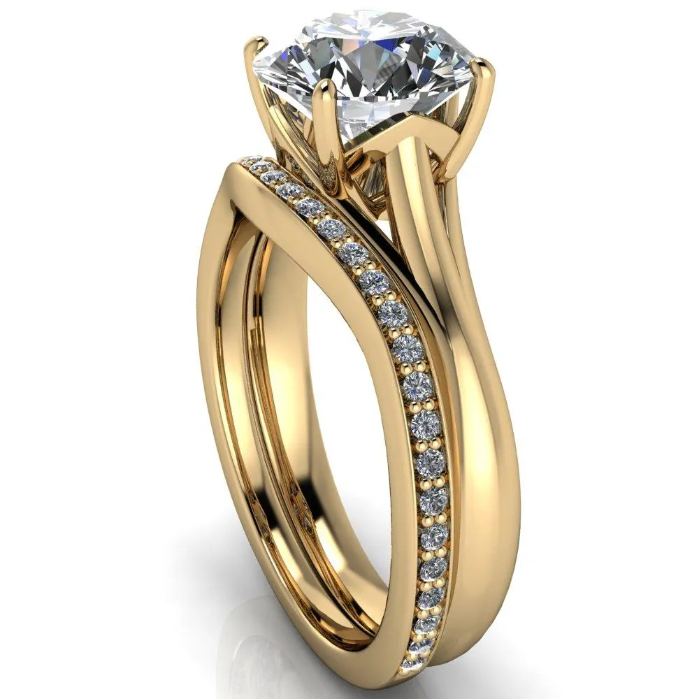 Insignia Round Center Stone 4 Prong Split Shank Engagement Ring