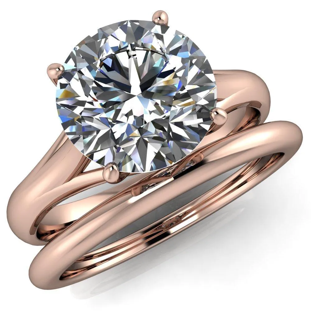Insignia Round Center Stone 4 Prong Split Shank Engagement Ring