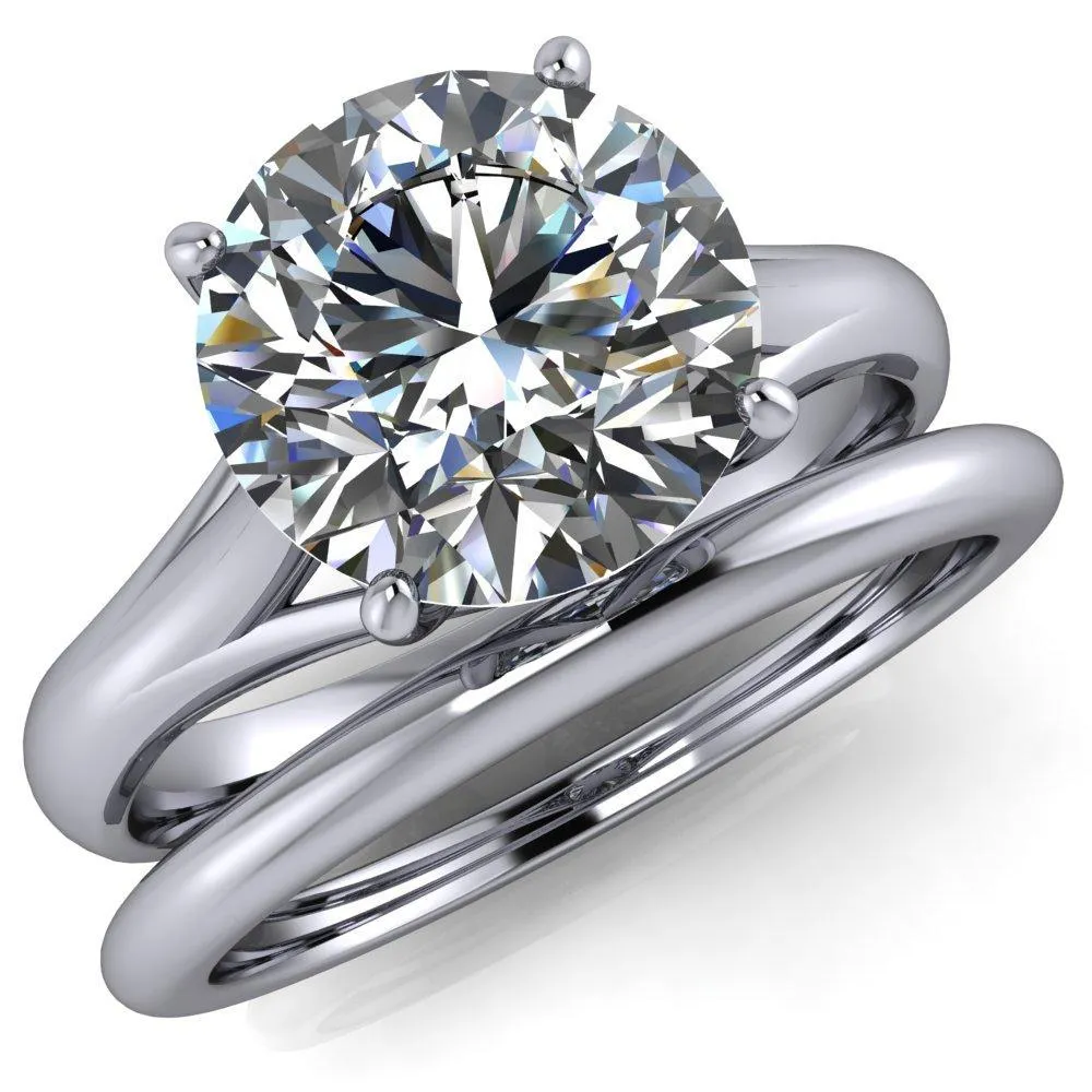 Insignia Round Center Stone 4 Prong Split Shank Engagement Ring
