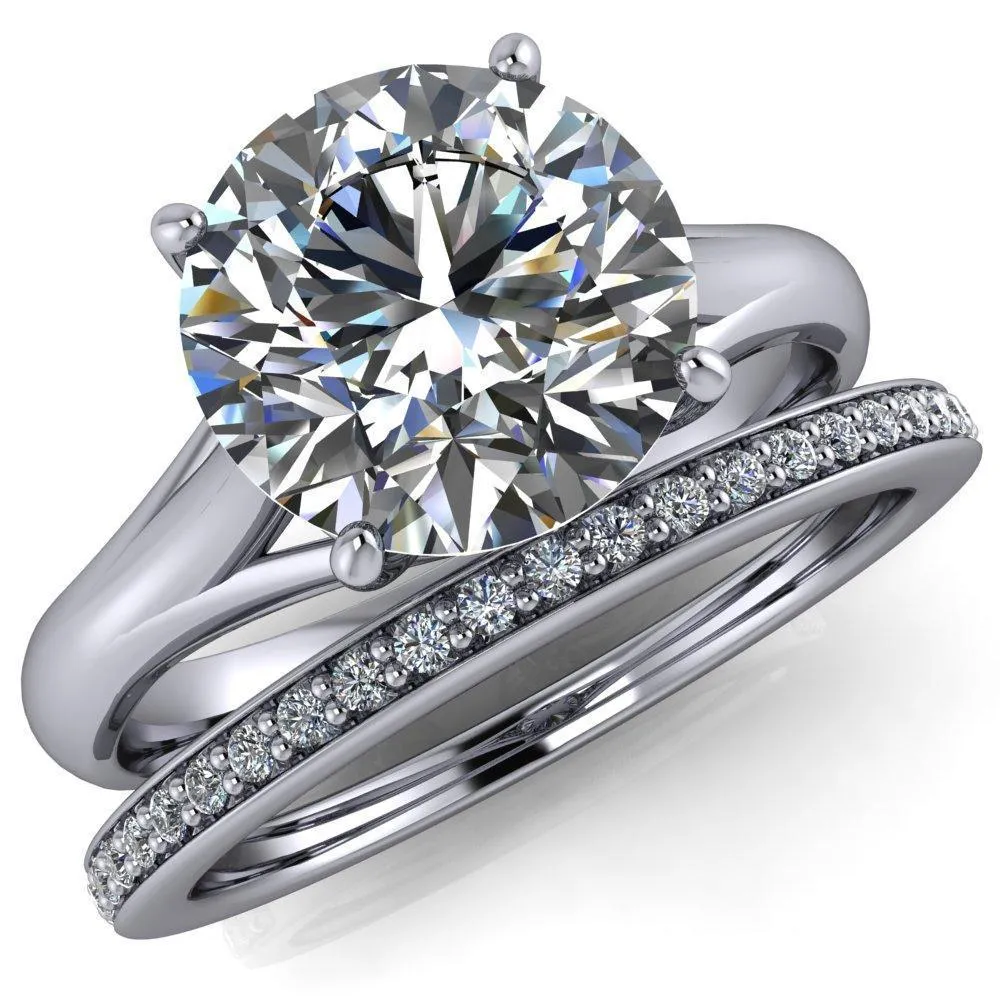 Insignia Round Center Stone 4 Prong Split Shank Engagement Ring