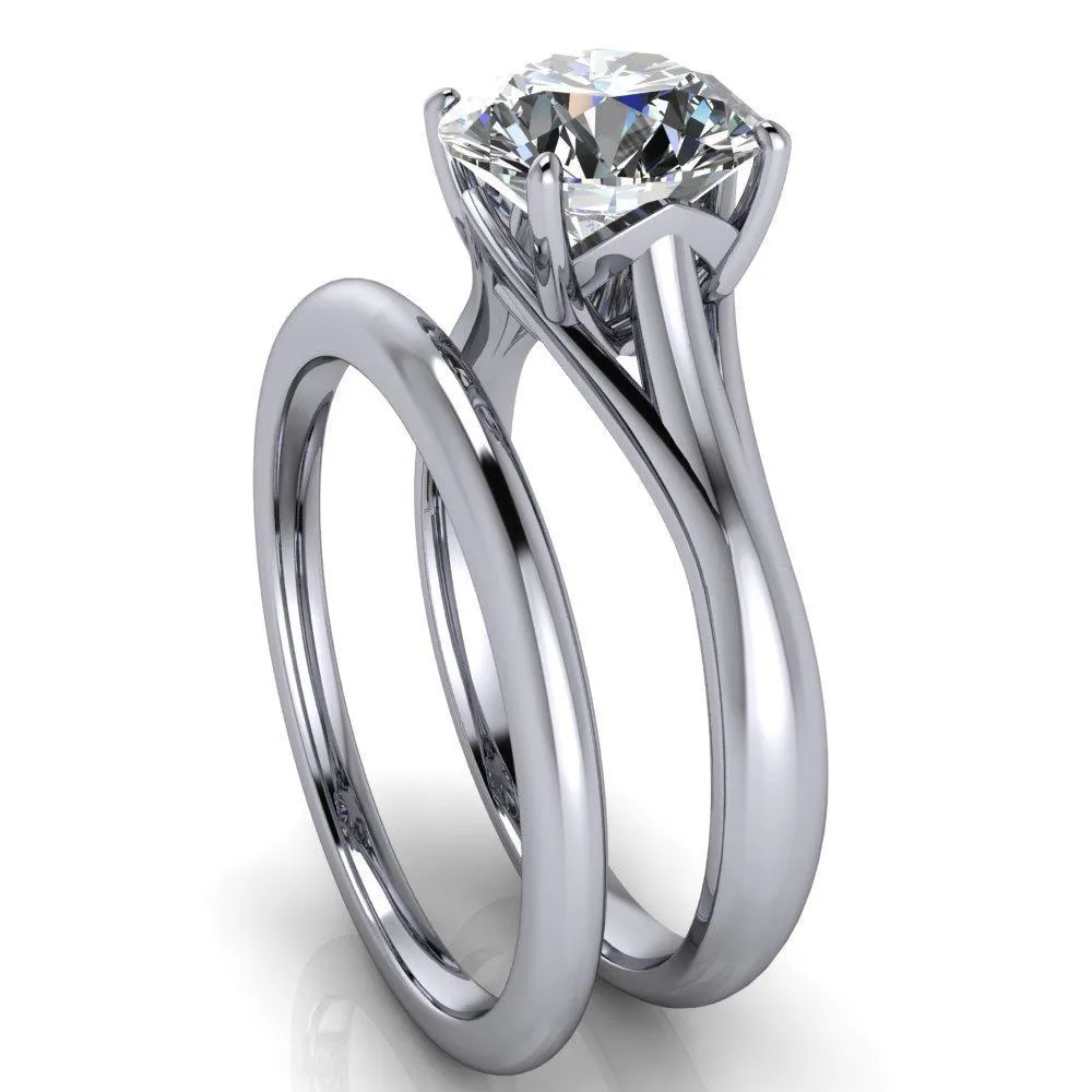 Insignia Round Center Stone 4 Prong Split Shank Engagement Ring