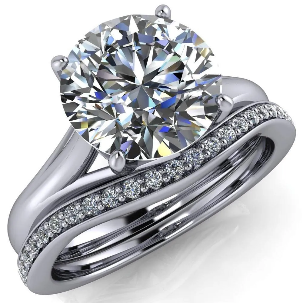 Insignia Round Center Stone 4 Prong Split Shank Engagement Ring