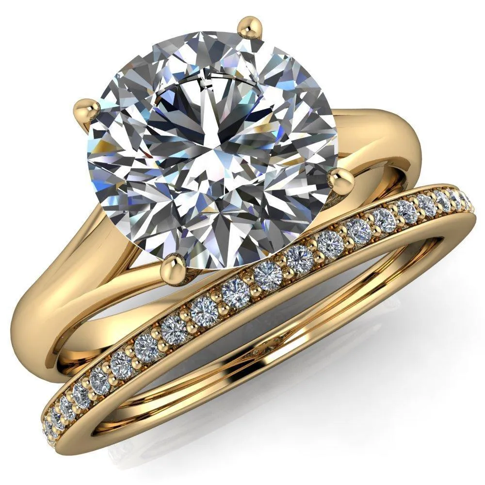 Insignia Round Center Stone 4 Prong Split Shank Engagement Ring