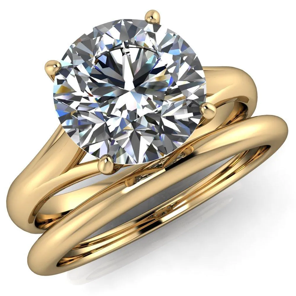 Insignia Round Center Stone 4 Prong Split Shank Engagement Ring